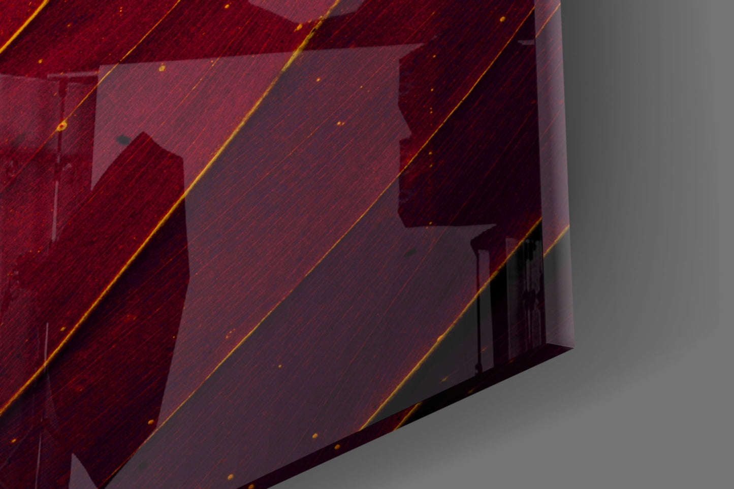 Red Leaf Veins Glass Wall Art