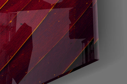 Red Leaf Veins Glass Wall Art