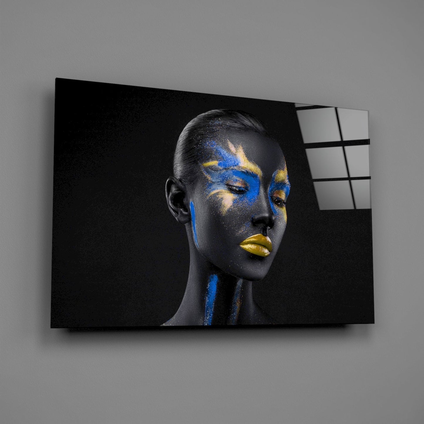 Cobalt Gold Splash Glass Wall Art
