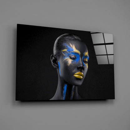 Cobalt Gold Splash Glass Wall Art