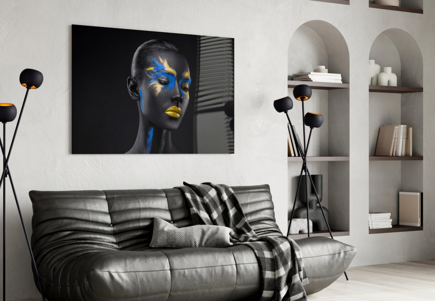 Cobalt Gold Splash Glass Wall Art