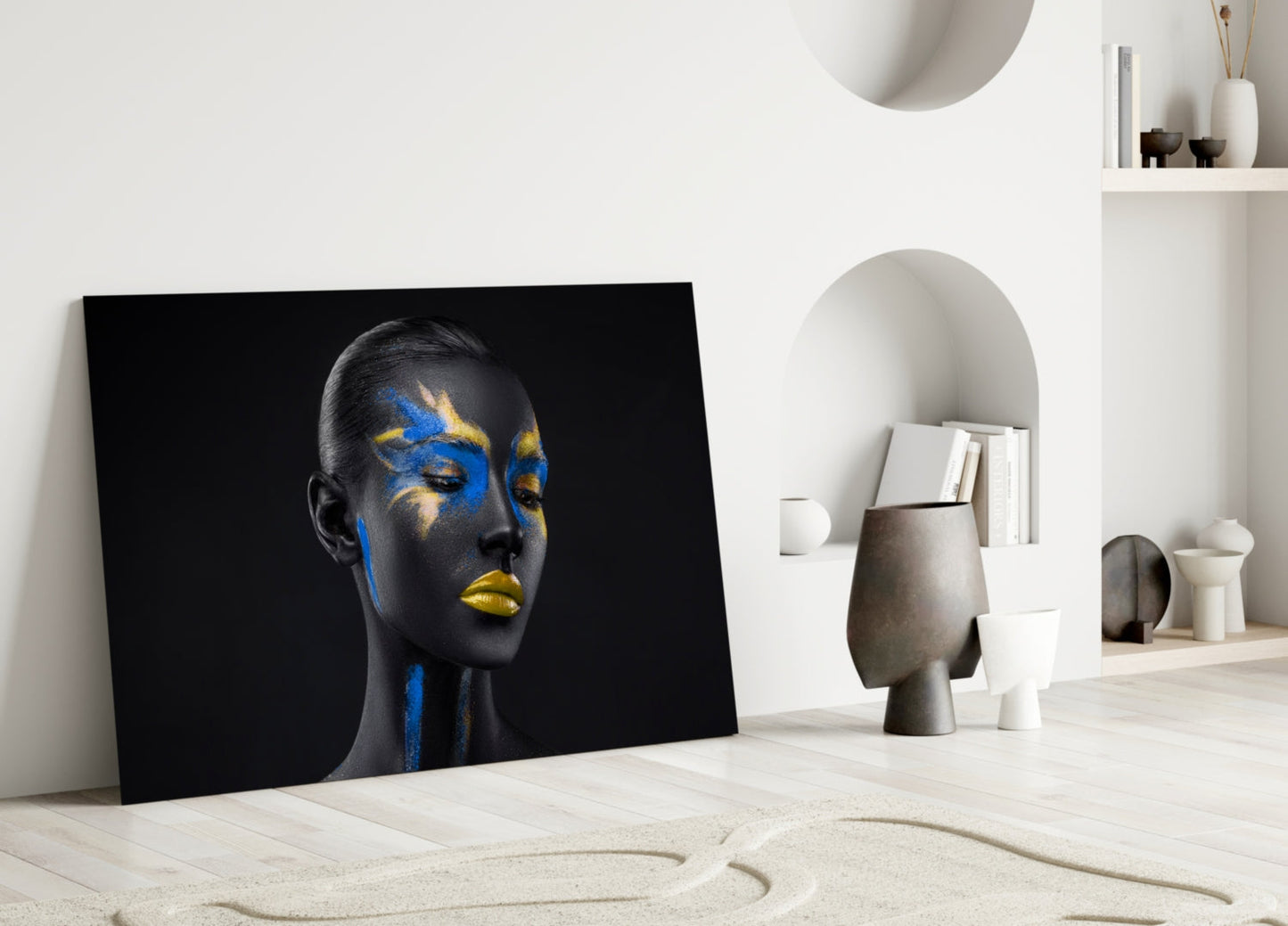 Cobalt Gold Splash Glass Wall Art