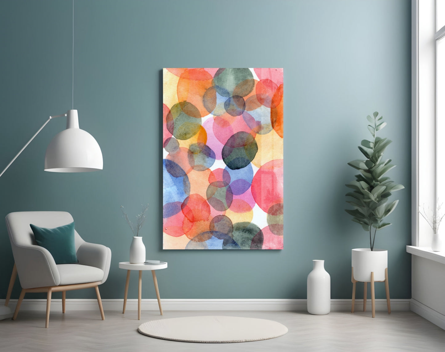 Watercolor Circles Glass Wall Art
