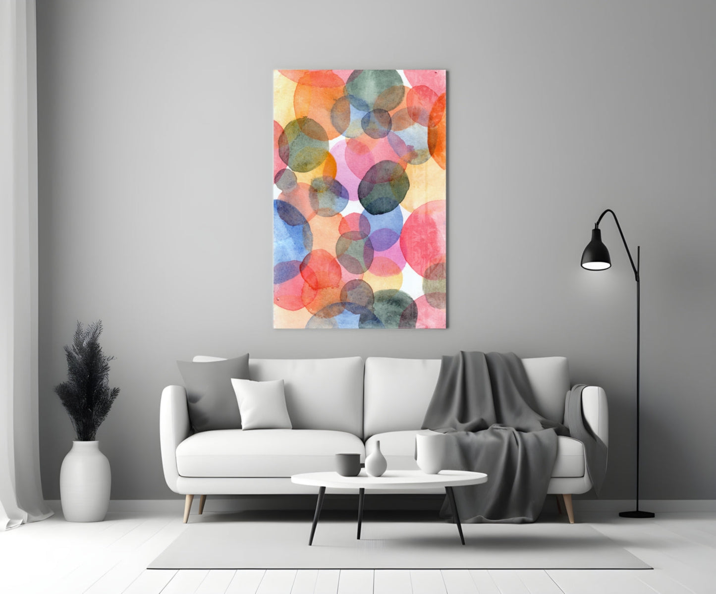 Watercolor Circles Glass Wall Art