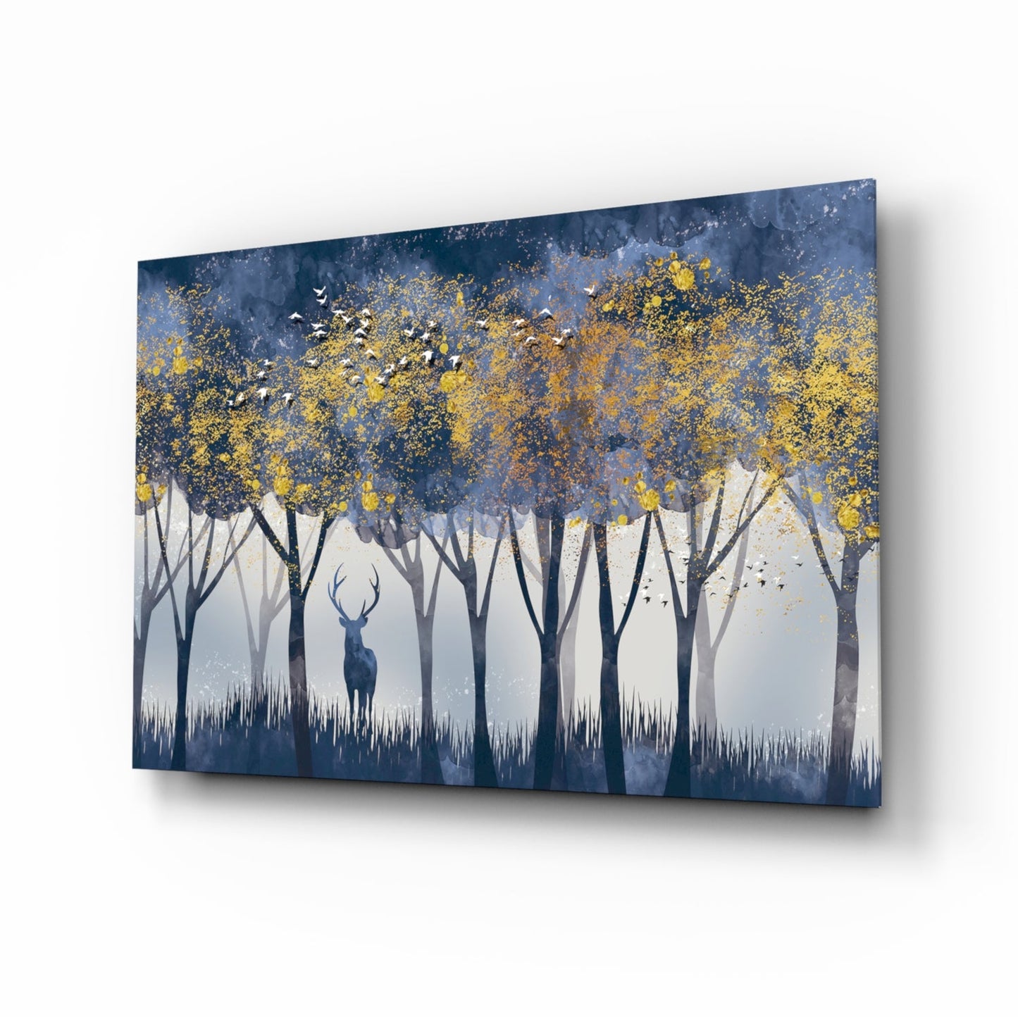 Lonely deer glass wall art