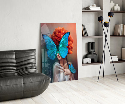 Butterfly Woman Glass Wall Art