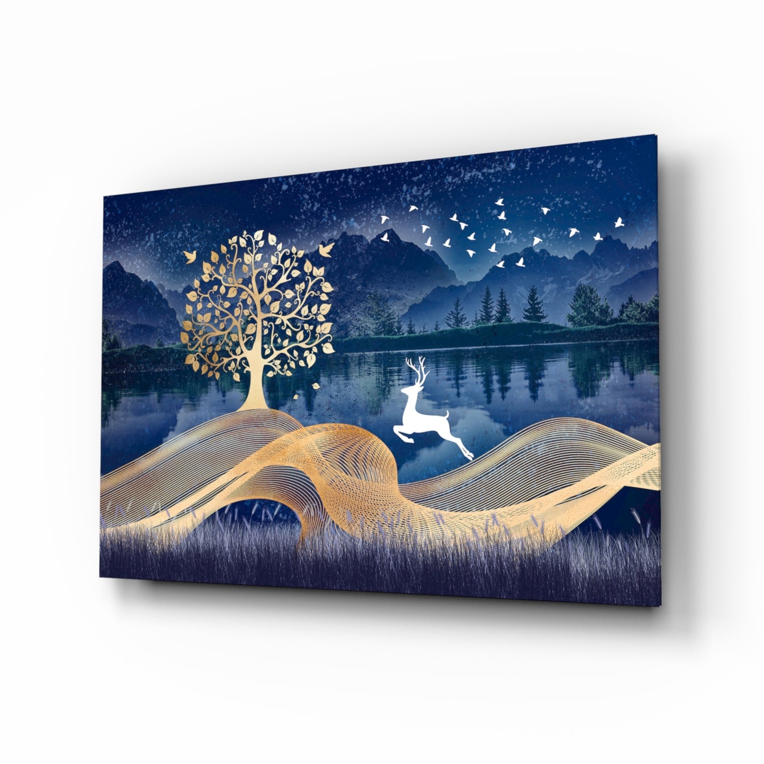 Magic deer glass wall art