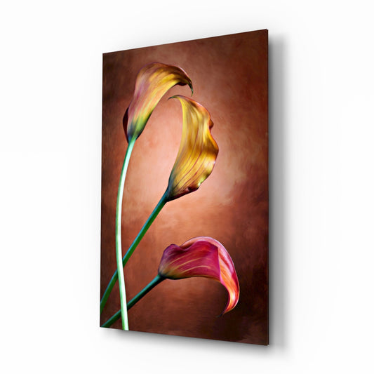 Tulips botanical glass wall art