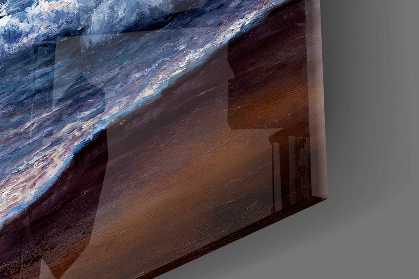 Crashing Waves Sunset Glass Wall Art