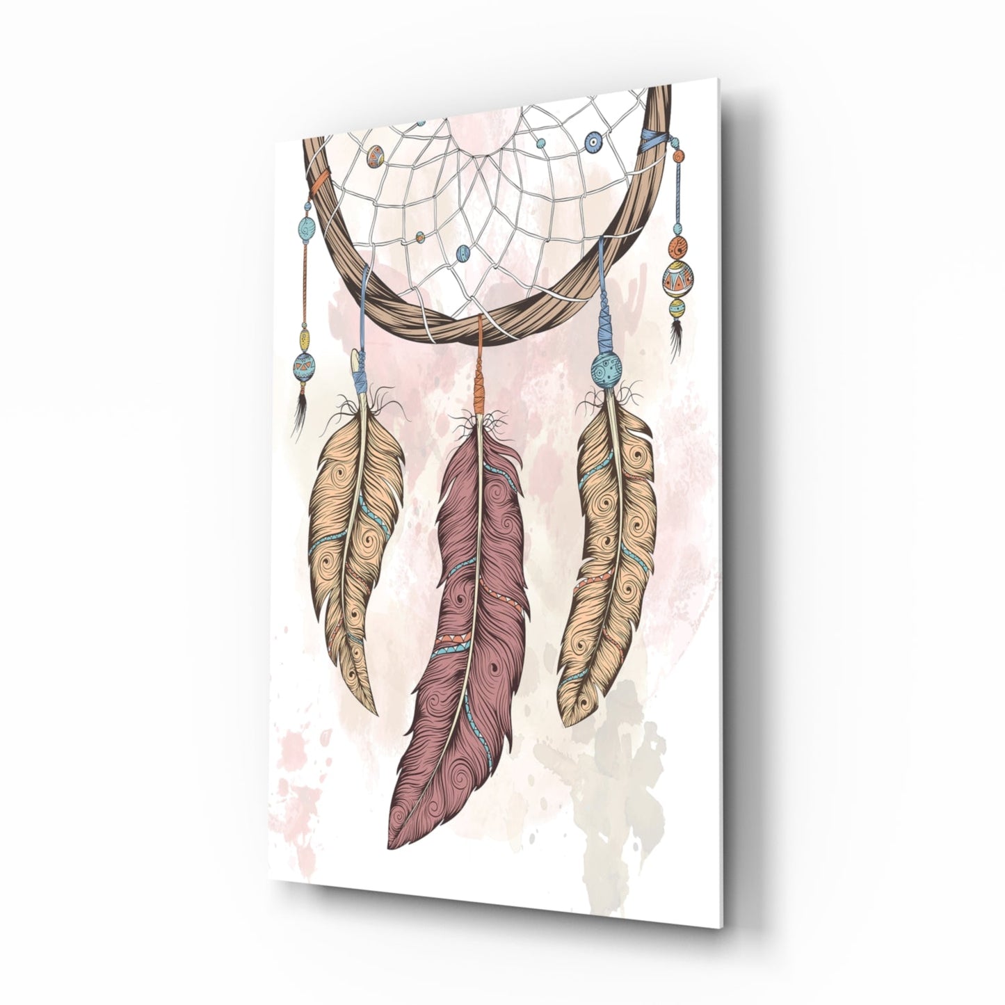 Boho dreamcatcher glass wall art