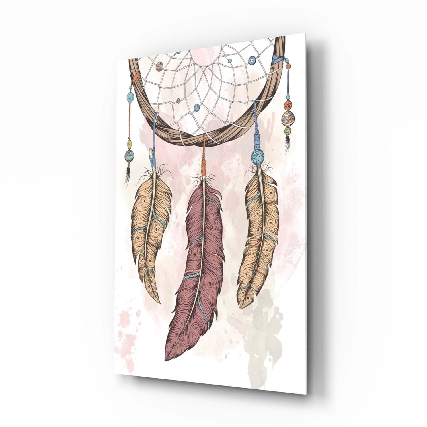 Boho dreamcatcher glass wall art