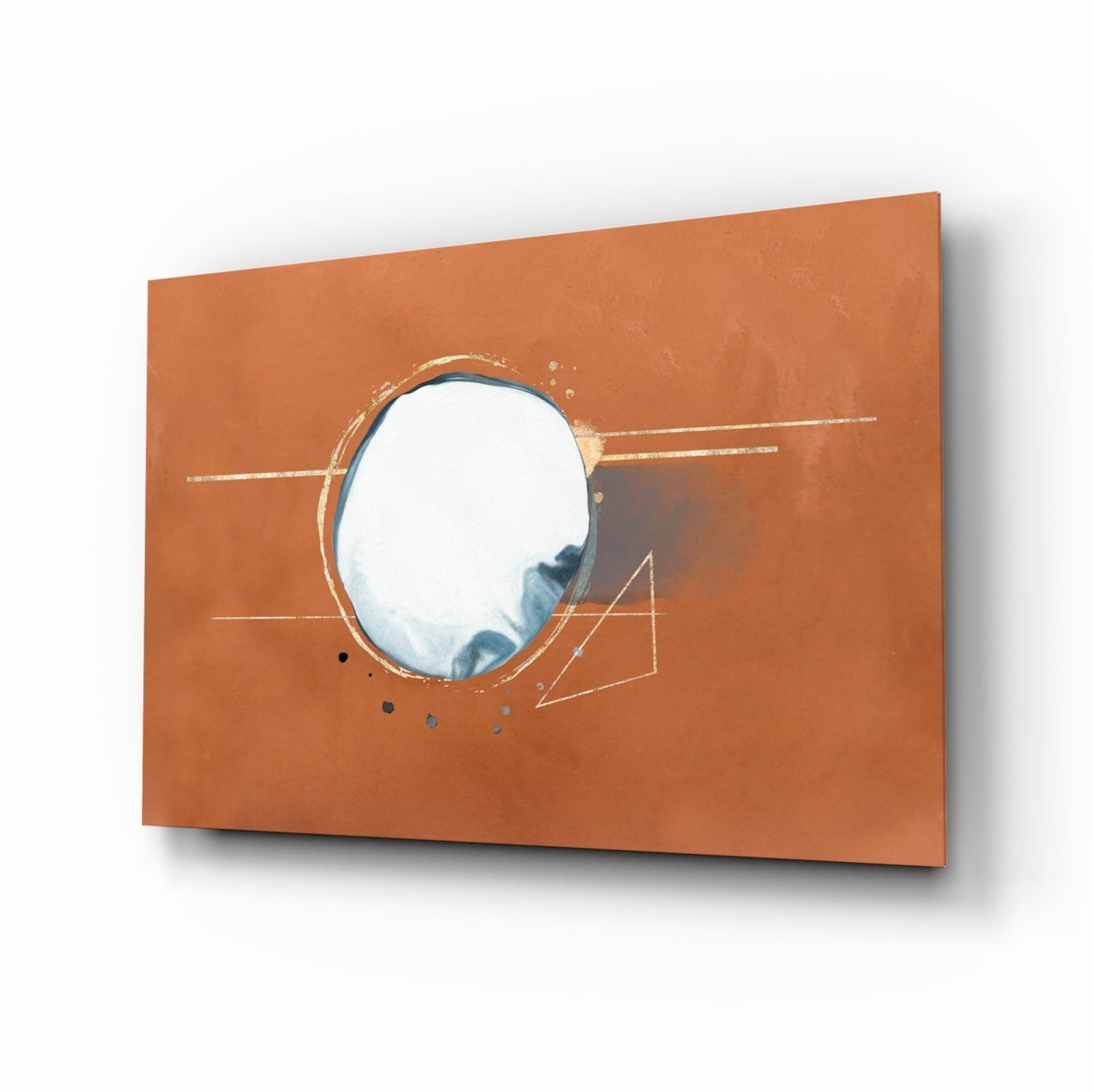 Abstract Cinnamon glass wall art with warm gold tones