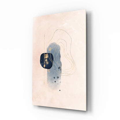 Abstract beige glass wall art