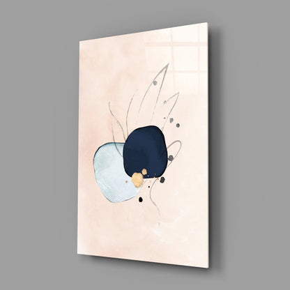 Navy Mint Abstract Glass Wall Art