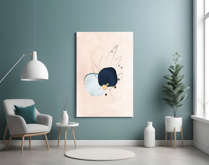 Navy Mint Abstract Glass Wall Art