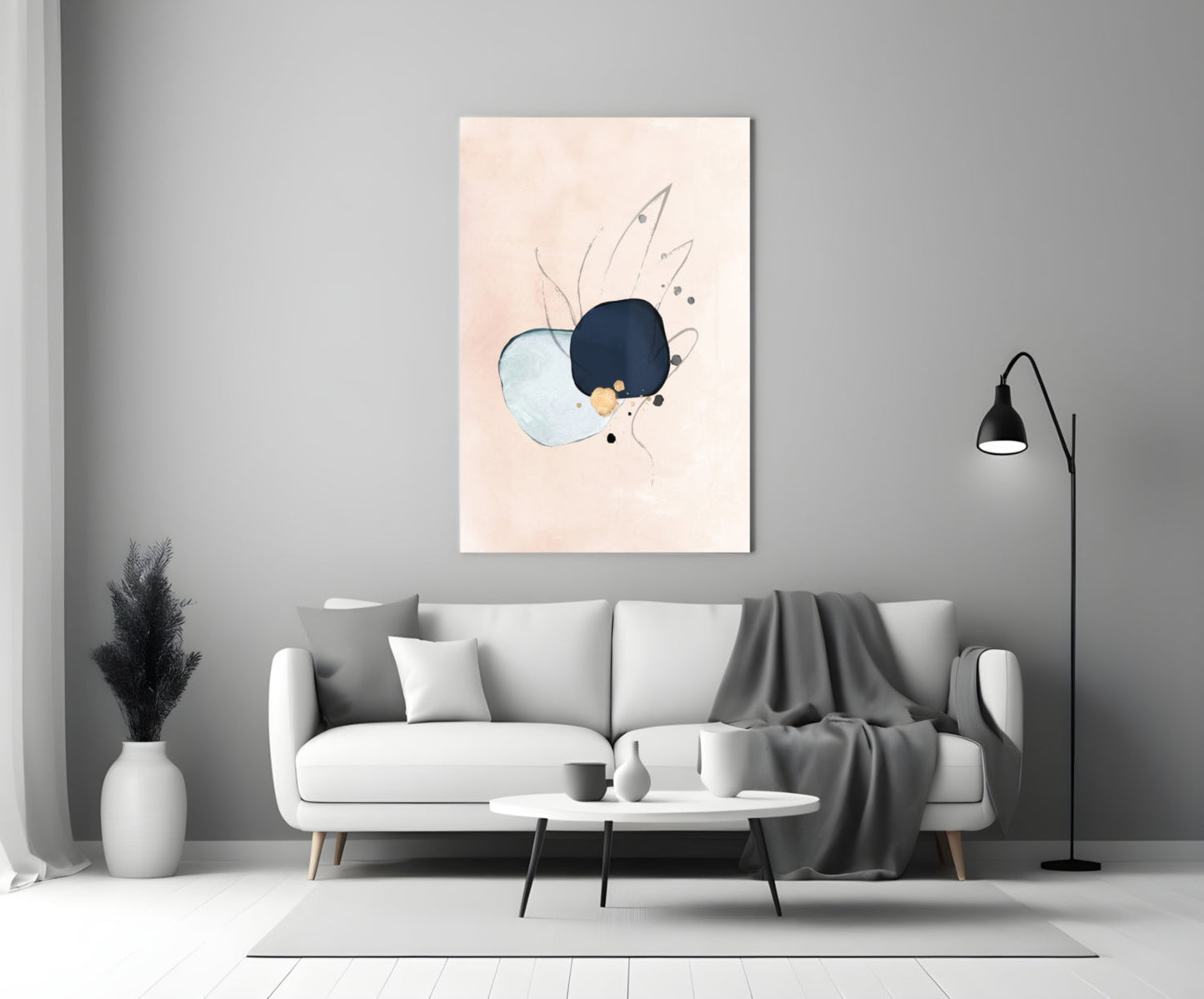 Navy Mint Abstract Glass Wall Art