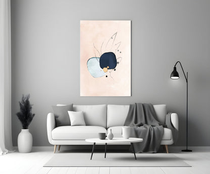 Navy Mint Abstract Glass Wall Art