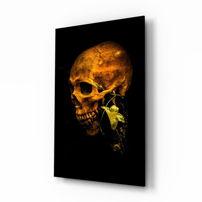 Flower and skull glass wall art