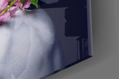 Floral Woman Portrait Glass Wall Art