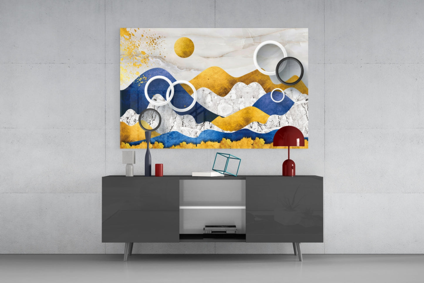 Colorful Abstract Mountains Glass Wall Art