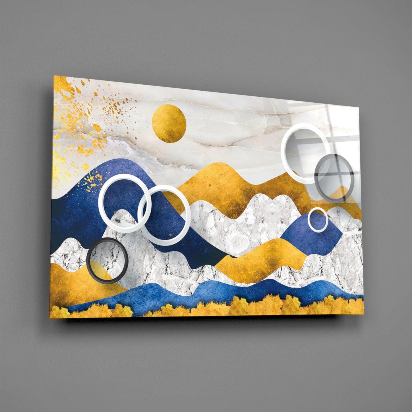 Colorful Abstract Mountains Glass Wall Art