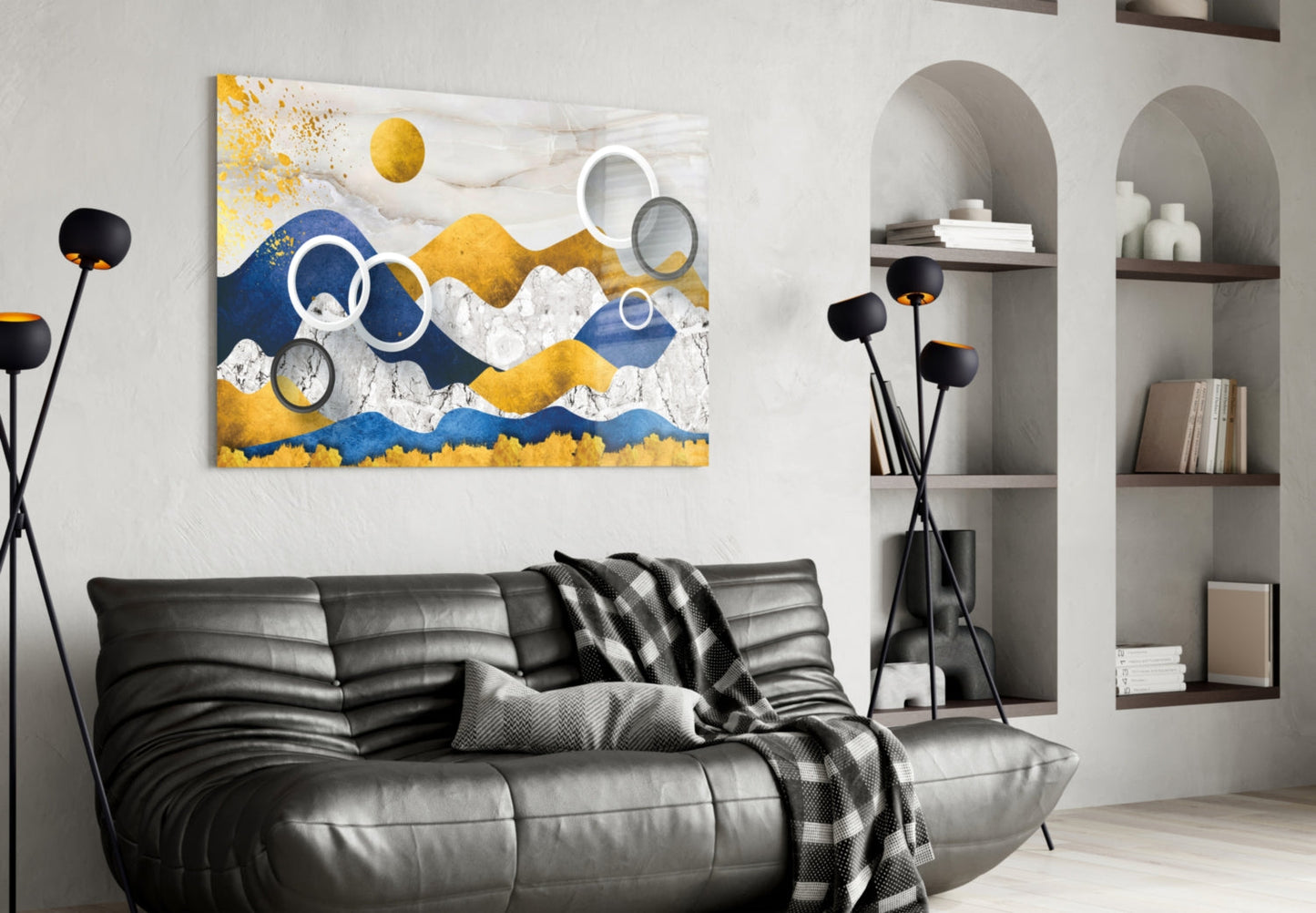 Colorful Abstract Mountains Glass Wall Art