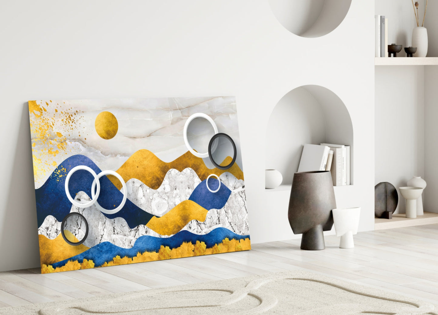 Colorful Abstract Mountains Glass Wall Art