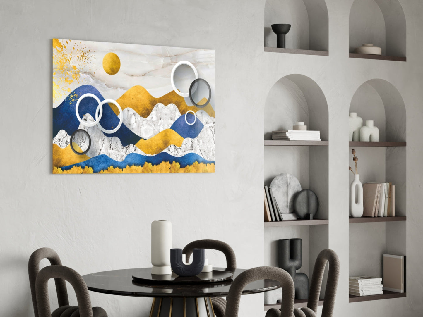 Colorful Abstract Mountains Glass Wall Art