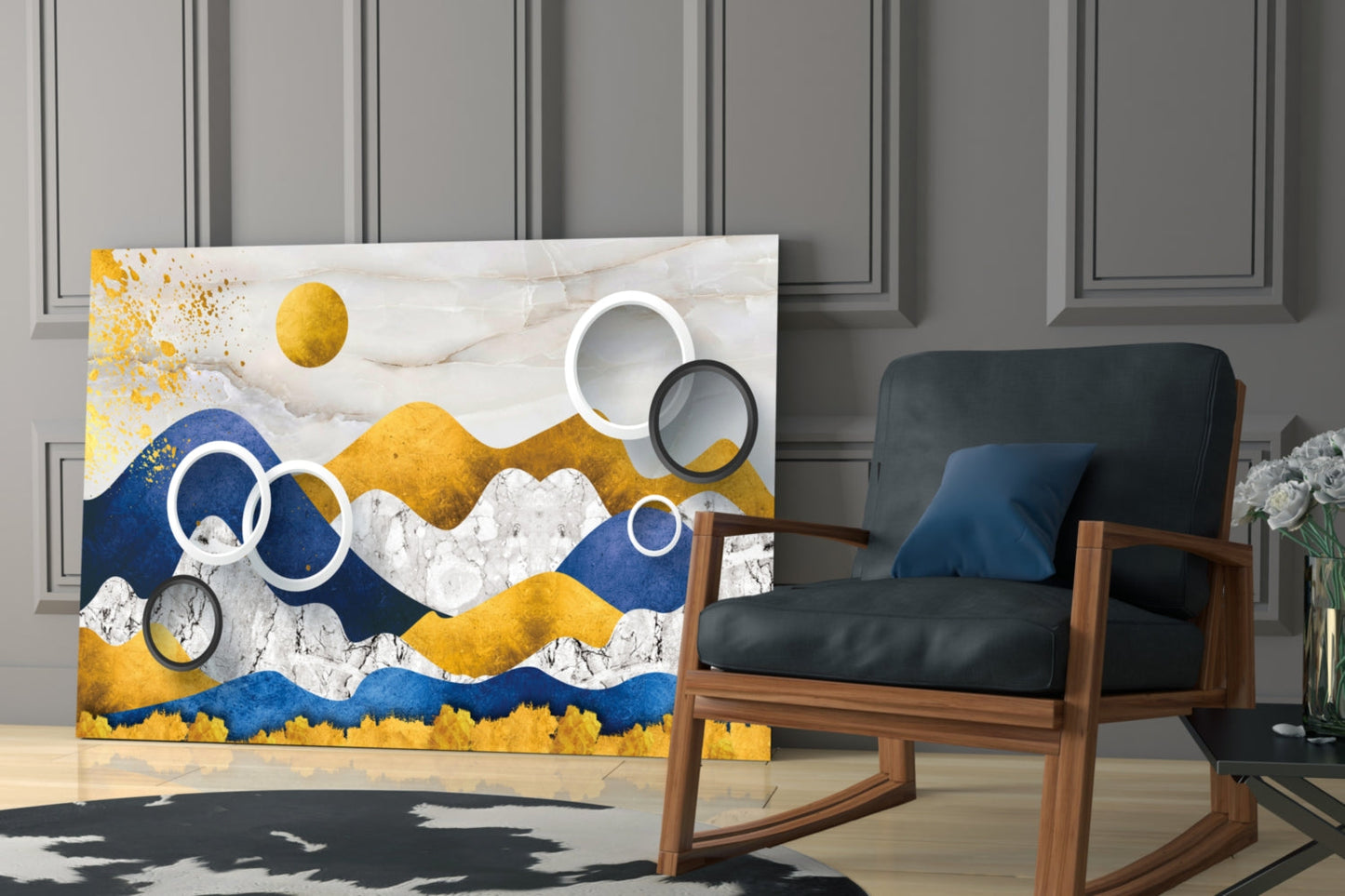 Colorful Abstract Mountains Glass Wall Art