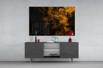 Orange Smoke Abstract Glass Wall Art