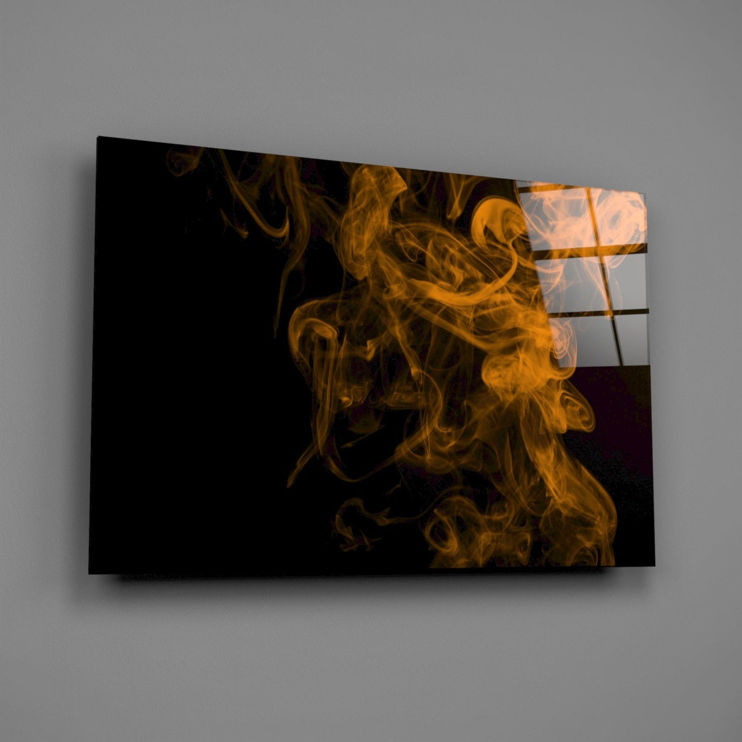 Orange Smoke Abstract Glass Wall Art