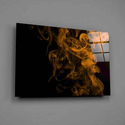 Orange Smoke Abstract Glass Wall Art