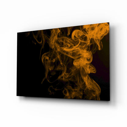 Orange smoke abstract glass wall art