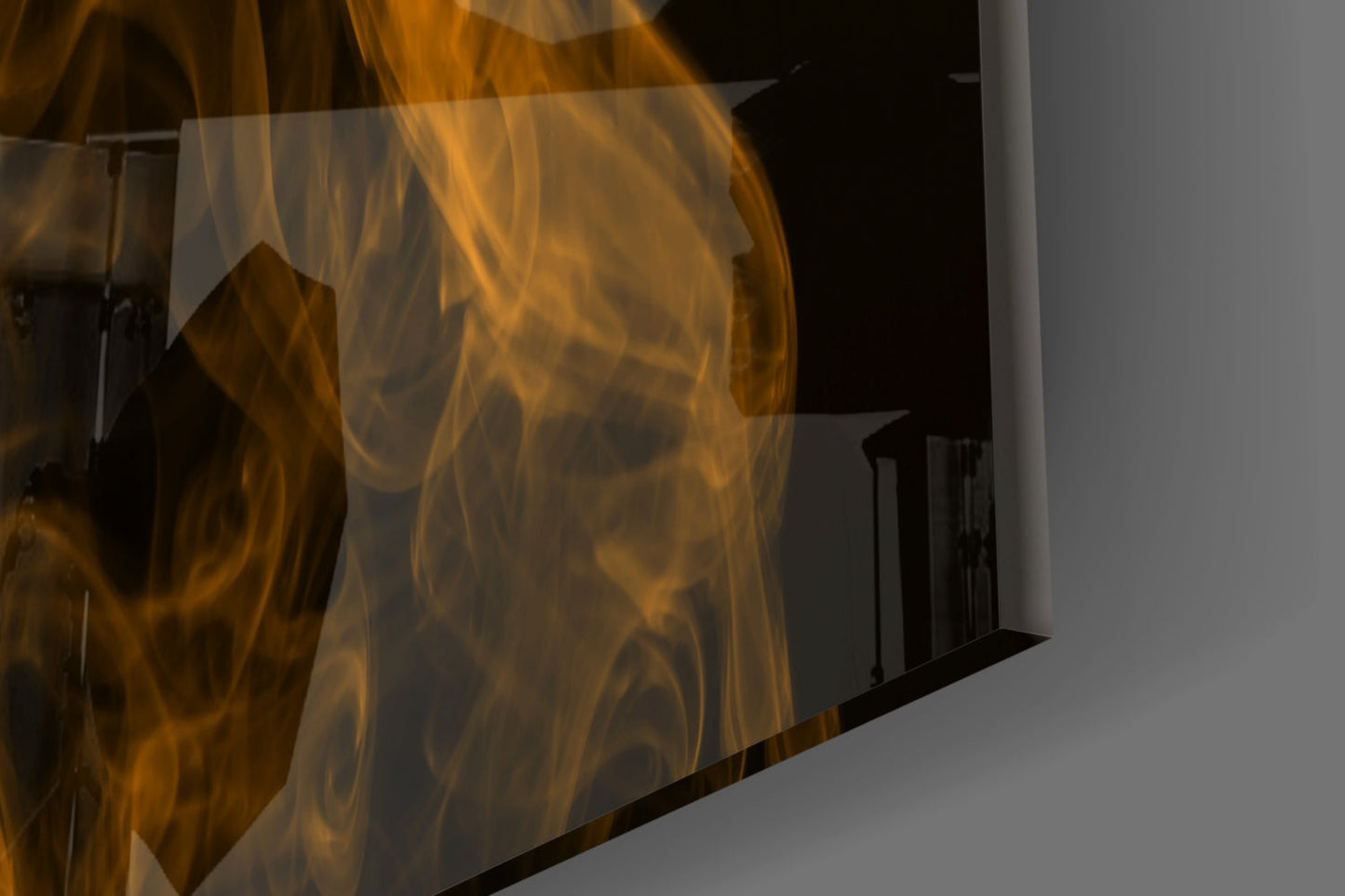 Orange Smoke Abstract Glass Wall Art