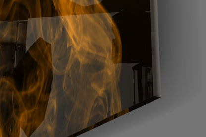 Orange Smoke Abstract Glass Wall Art