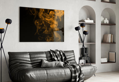 Orange Smoke Abstract Glass Wall Art