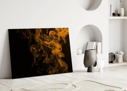 Orange Smoke Abstract Glass Wall Art