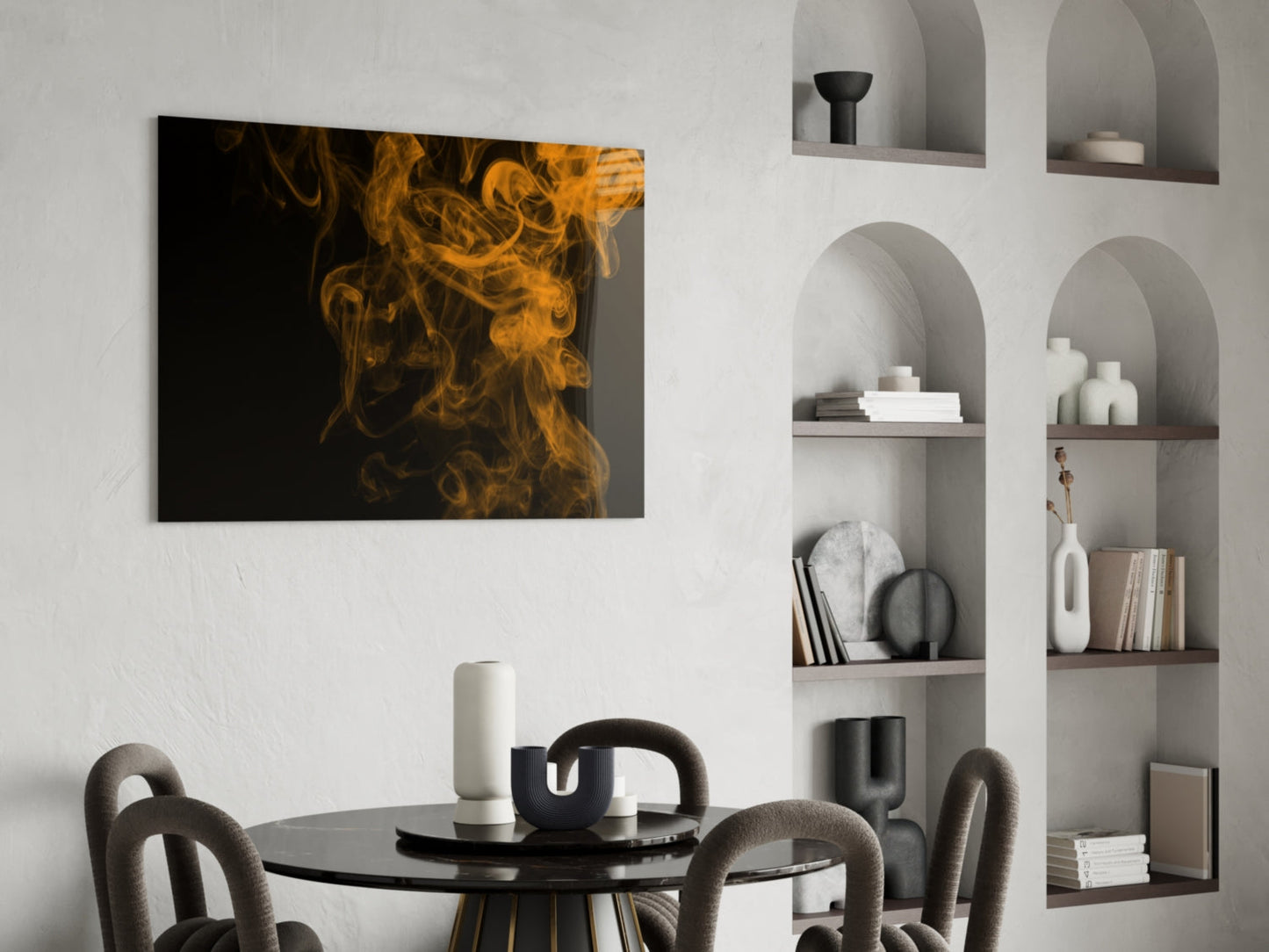 Orange Smoke Abstract Glass Wall Art