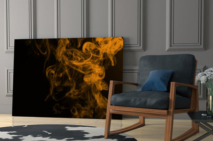 Orange Smoke Abstract Glass Wall Art