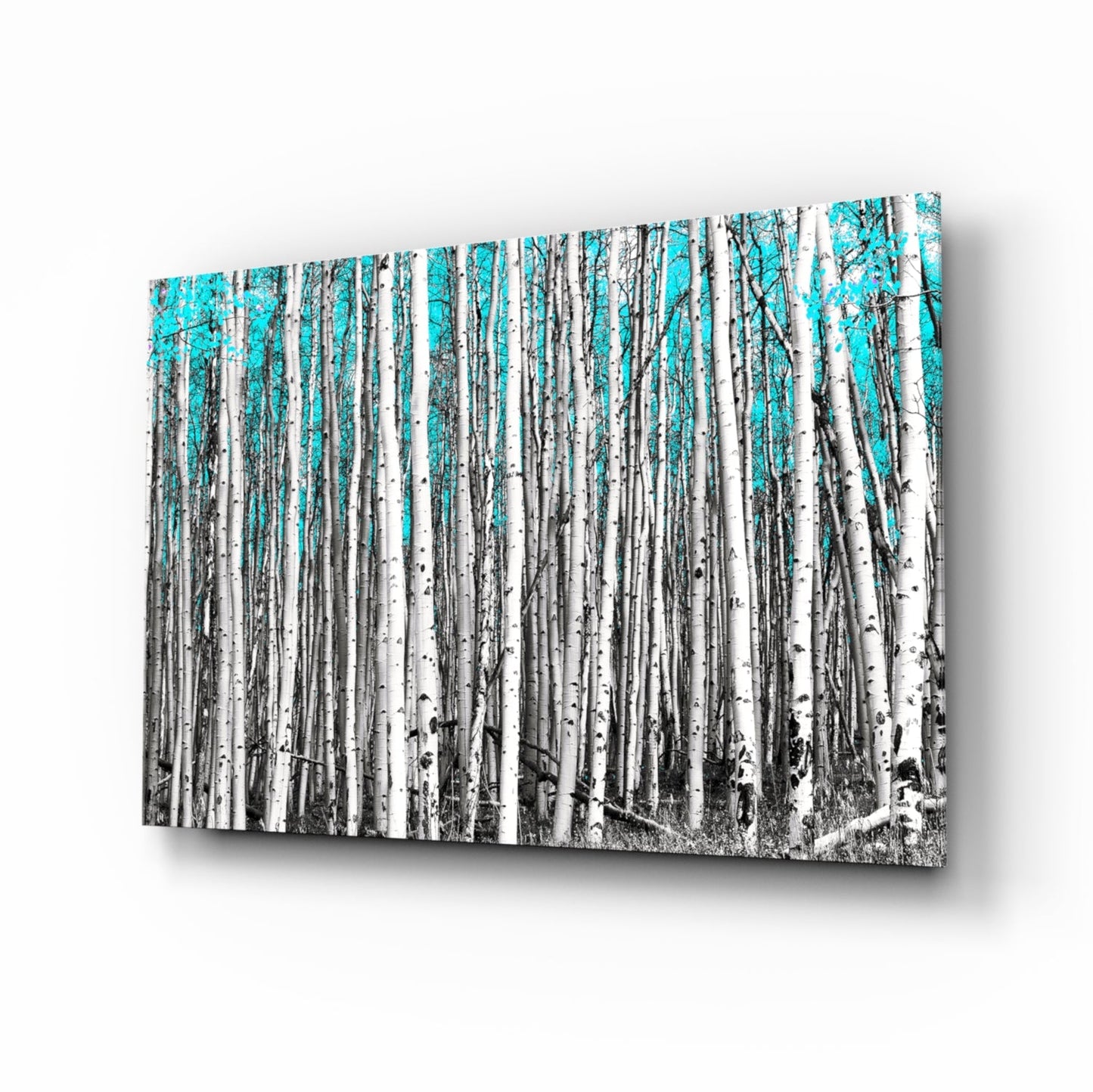 Blue Forest glass wall art aspen grove