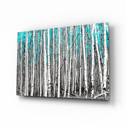 Blue Forest glass wall art aspen grove