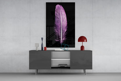 Lilac Feather Glass Wall Art