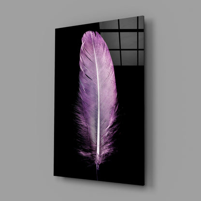 Lilac Feather Glass Wall Art