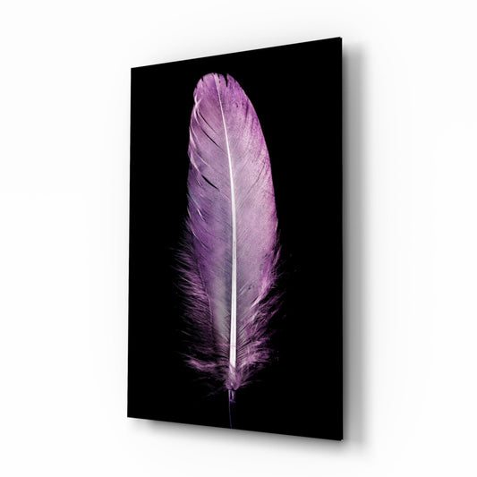 Lilac feather glass wall art macro nature photography