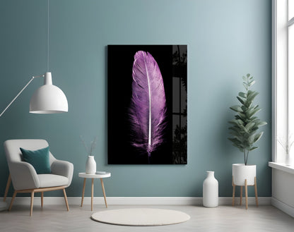 Lilac Feather Glass Wall Art