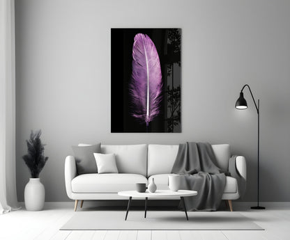 Lilac Feather Glass Wall Art