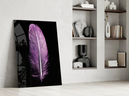 Lilac Feather Glass Wall Art
