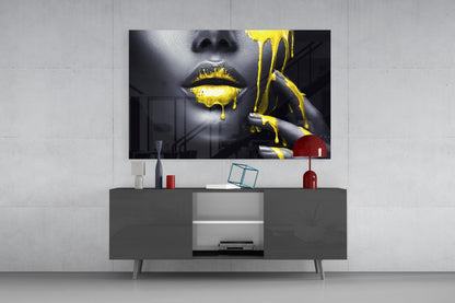 Golden Woman Glass Wall Art