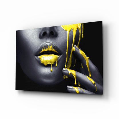 Gold editorial portrait tempered glass wall art