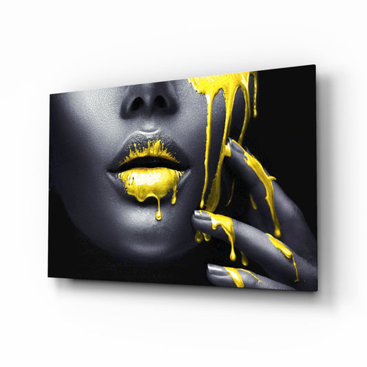 Gold editorial portrait tempered glass wall art